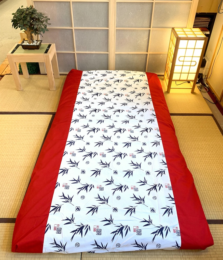 Futon Cover  Blue Leaf w/Red